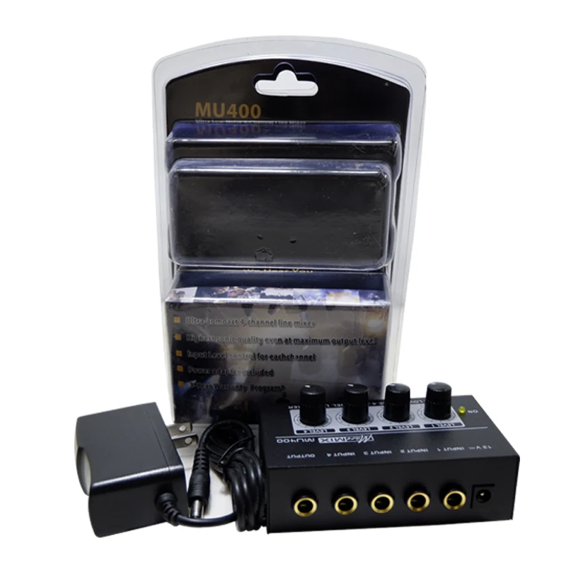 
EPXCM Wholesale MU400 Ultra Low-Noise 4-Channel Line Audio Mixer Console for Sub -Mixing Mini Audio Mixer for Small Club 