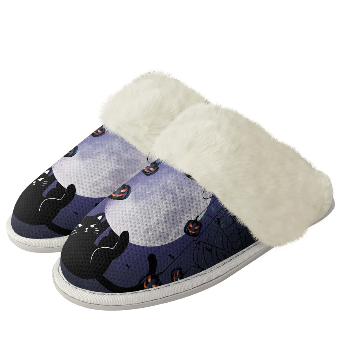 Custom design Halloween cotton slipper with cat pattern Leisure soft winter comfort cotton drag wholesale