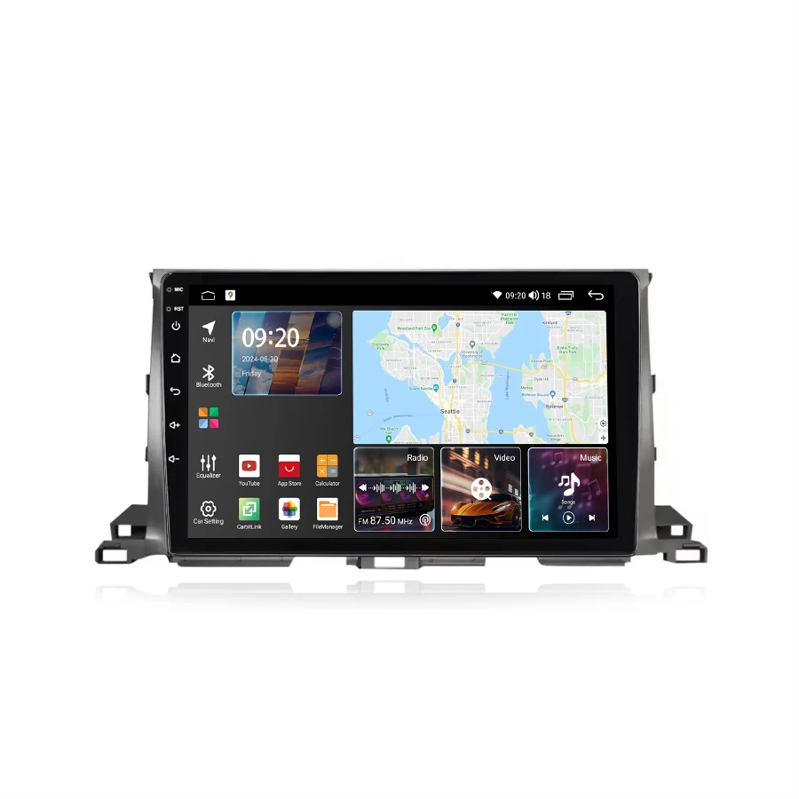 Автомагнитола 10 дюймов Android GPS-навигация Wi-Fi BT CarPlay автомагнитола для Toyota Highlander 2013-2018