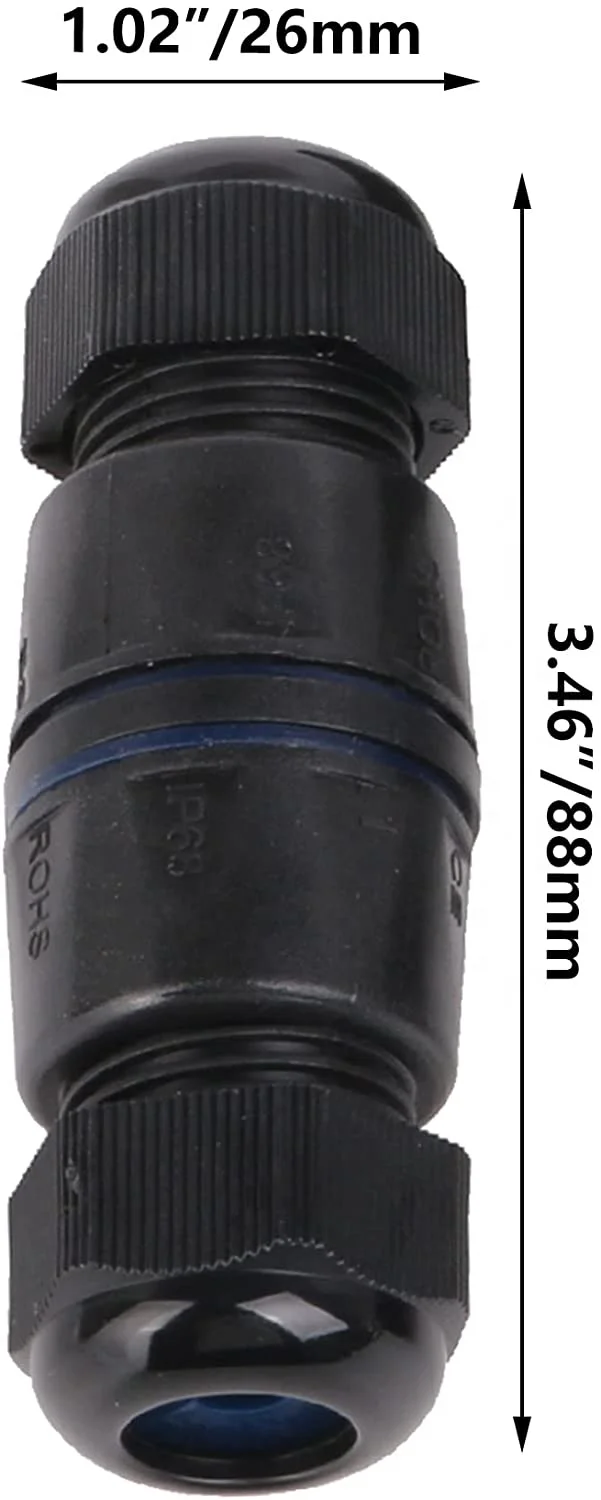 [GIET] Ethernet LAN Black IP68 Protection Class M25 Plug Socket Plastic RJ45 Unshielded Underwater Cable Gland Connector