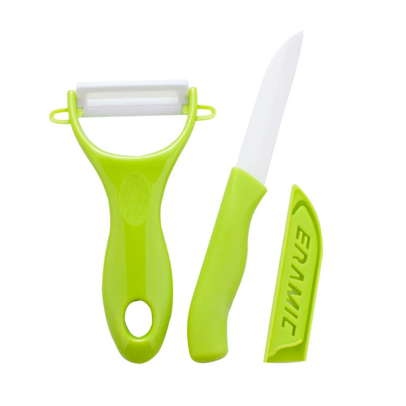 Cheap Hot Sale Zirconium oxide household contact safe 2pcs ceramic fruit knife and peeler set