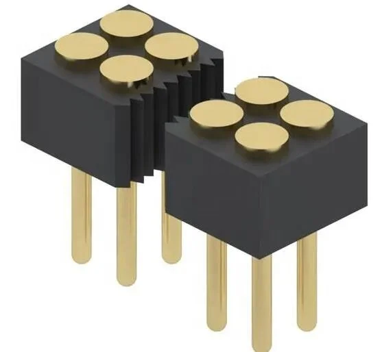 Dual Row 4 Pin  Female Pogo Pin Connector Flat contact thru hole SMT for PCB