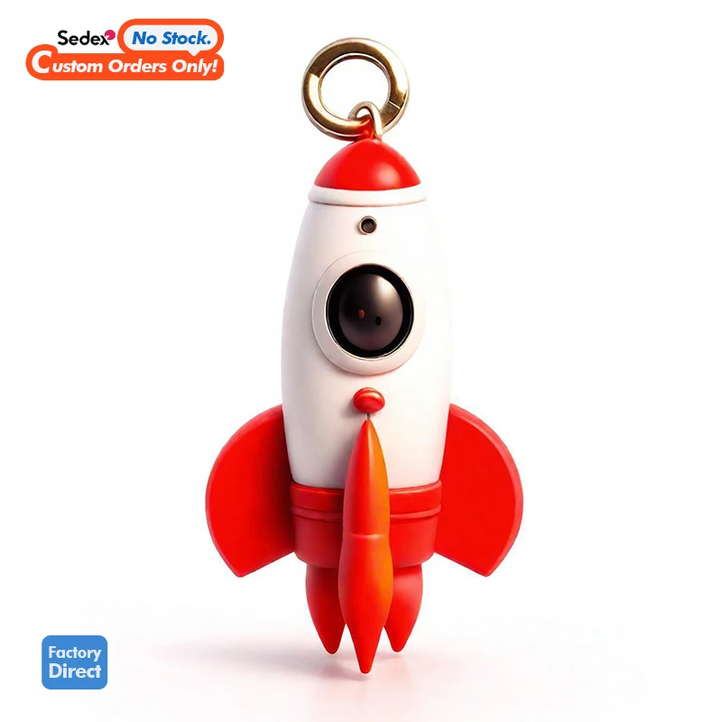 Custom Rocket Shape Keychain Soft Pvc Personalised Key Ring 3d Rubber Keychains