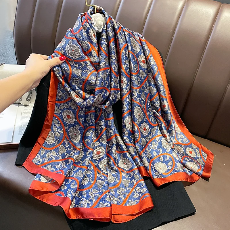 Wholesale Brand Luxury Silk Shawl Scarf for Women fashion Design Double Side Neckerchief Foulard Casual Soft Warm Echarpe