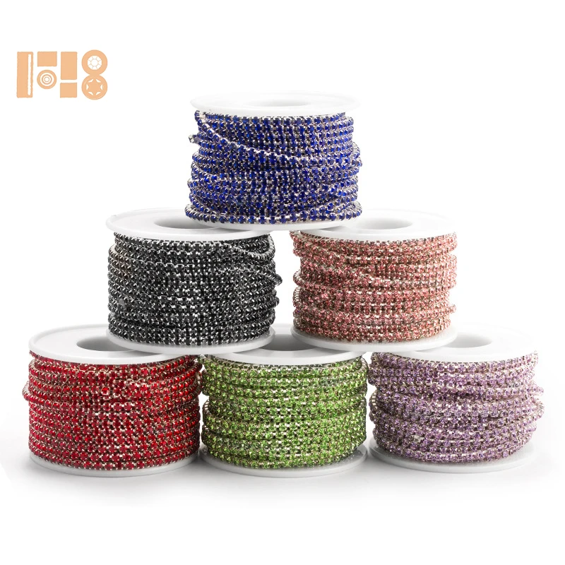 Silver Crystal Claw Chain 3MM Rhinestone Cup Chain Rhinestone Diamond Chain Trimming