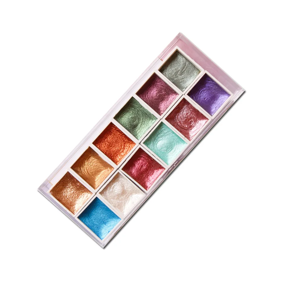 cheap 24 Color Artist Watercolor Paints Professional Metallic Glitter Solid Colors plastic Case