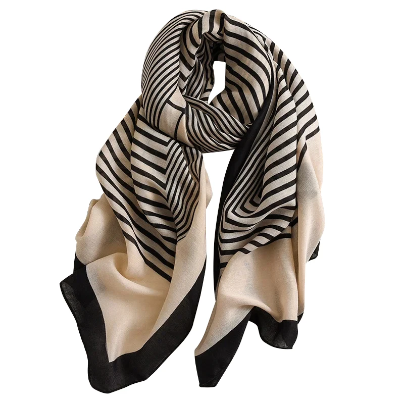 High Quality Custom Design Ladies Cotton Linen hand feeling Voile Scarf Opaque polyester Shawl 90*180cm
