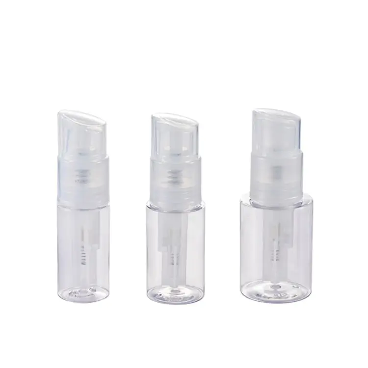 Fast delivery Dry Talc Pump Bottle Container 60ml cylinder black baby powder plastic bottle 35ml with sprayerging