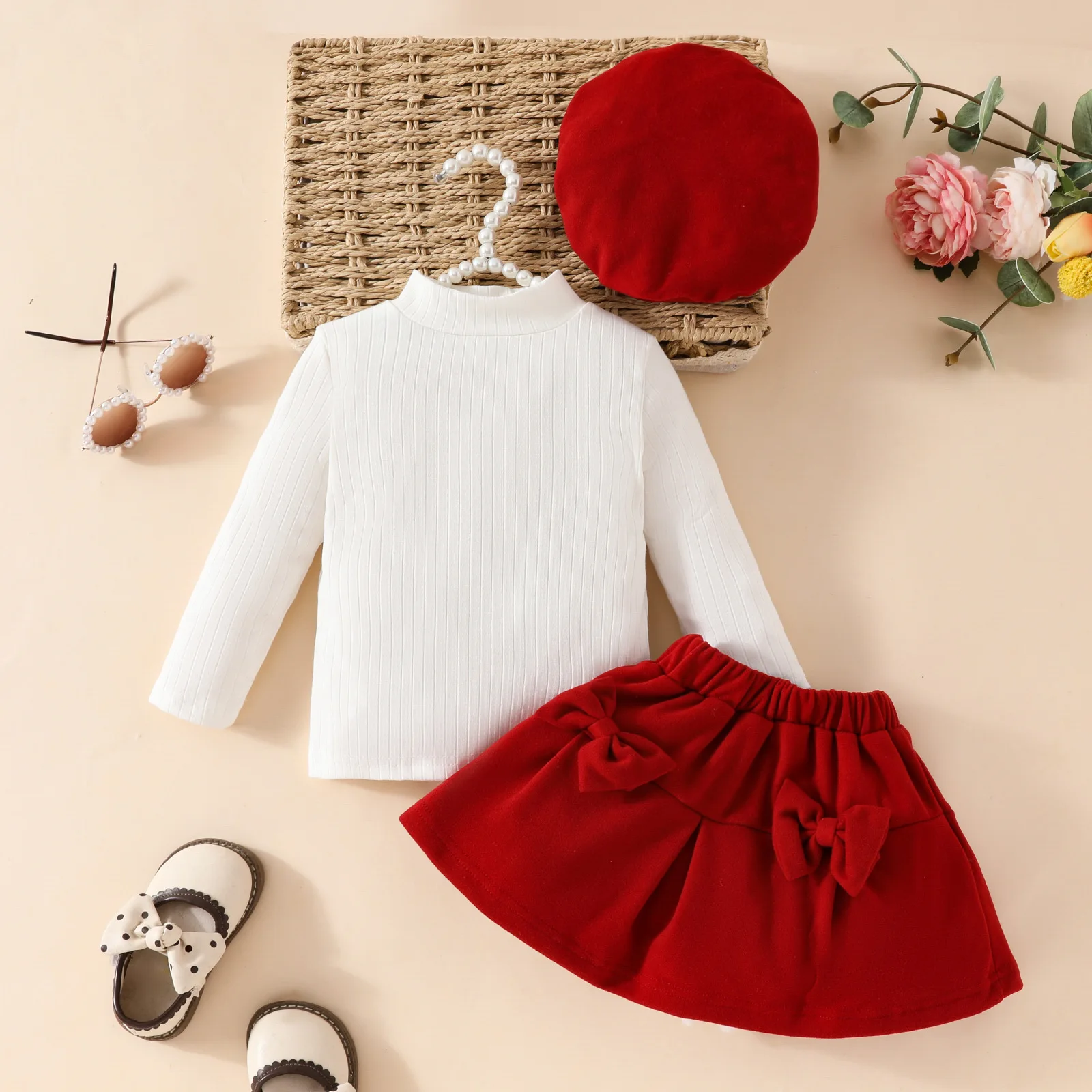 Lovely Winter Fashion Autumn Thickening 3pcs Sweet Clothing Sets for Girls