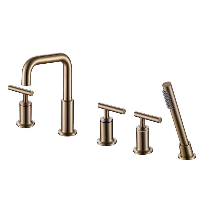 Sanitary Ware Four Hole Matte Black UPC Deck Mounted Brass Bathtub Faucet