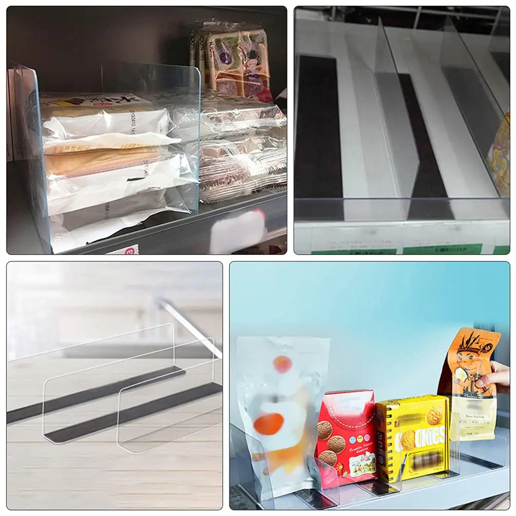 Best Quality Customizable Plastic Shelf Dividers 5pcs Clear Acrylic Shelf Divider with Magnet Strip