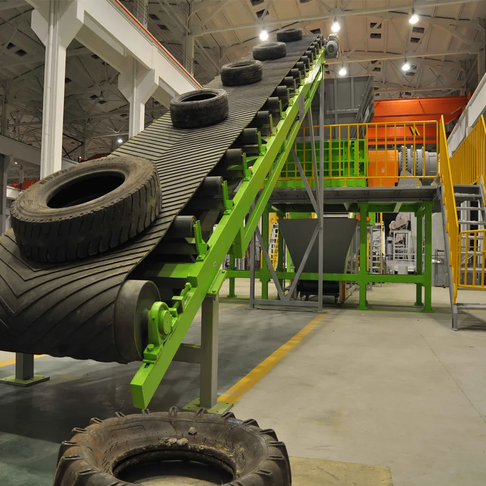 Tyre shredding line TDF chips plant in car truck passenger commercial bus recycling