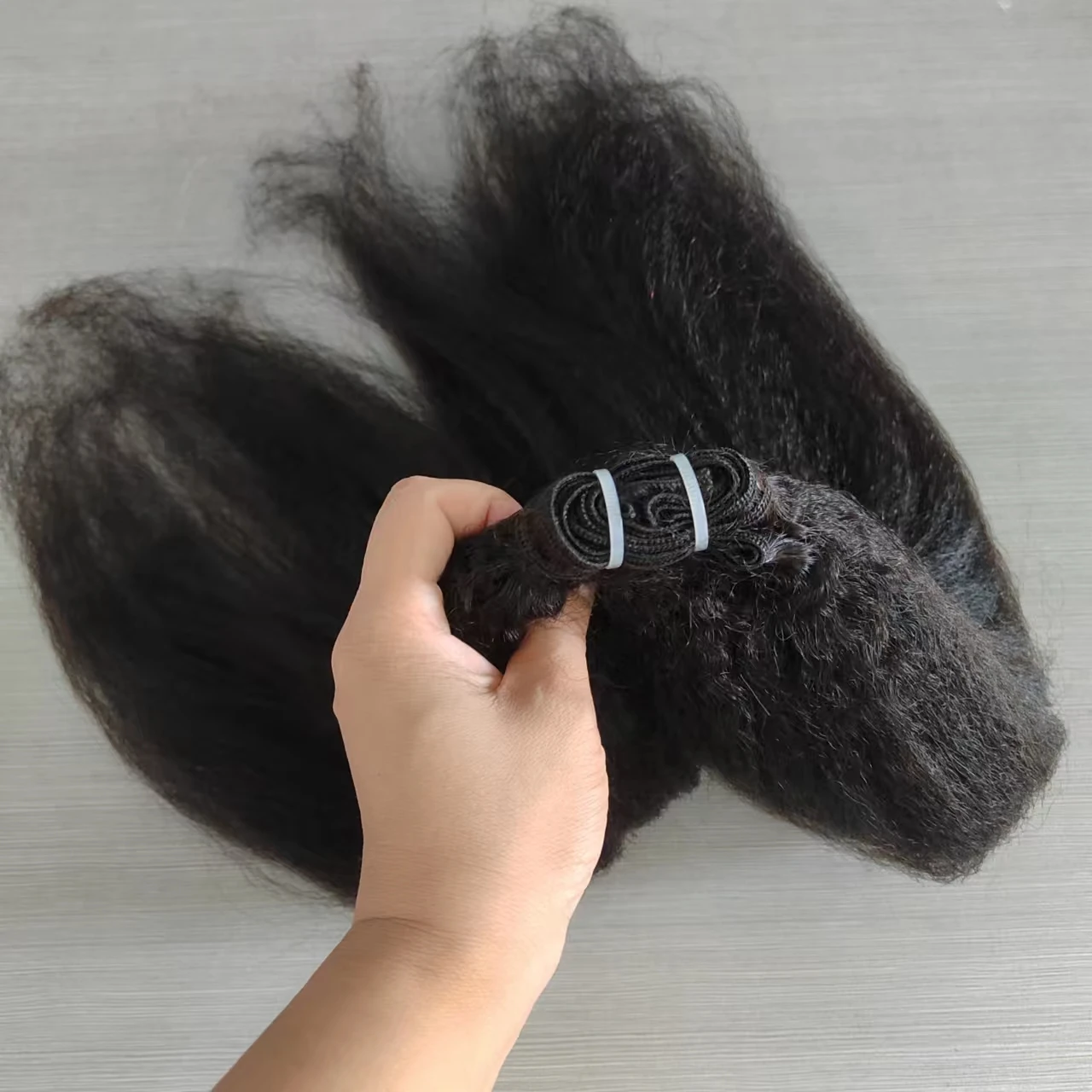 kinky straight hair bundles mongolian  human hair extensions 100% unprocessed cuticle algined  hair weft