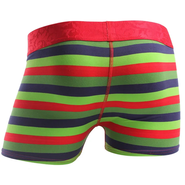
Printed stripe organic fabric custom logo briefs men cotton boxer underwear 