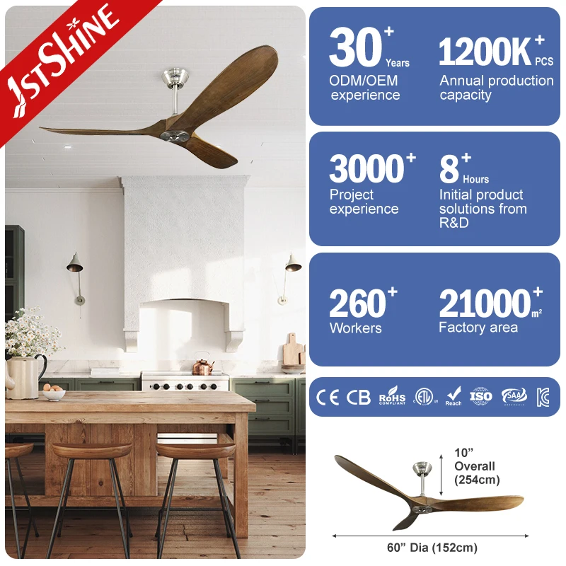 1stshine ceiling fan indoor wooden blade mute dc pure copper motor smart ceiling fan