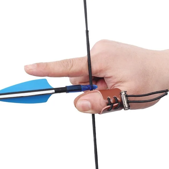 PU Leather Archery Thumb Guard Ring Guard On Board For Shooting Hunting Bow Arrow Accessories