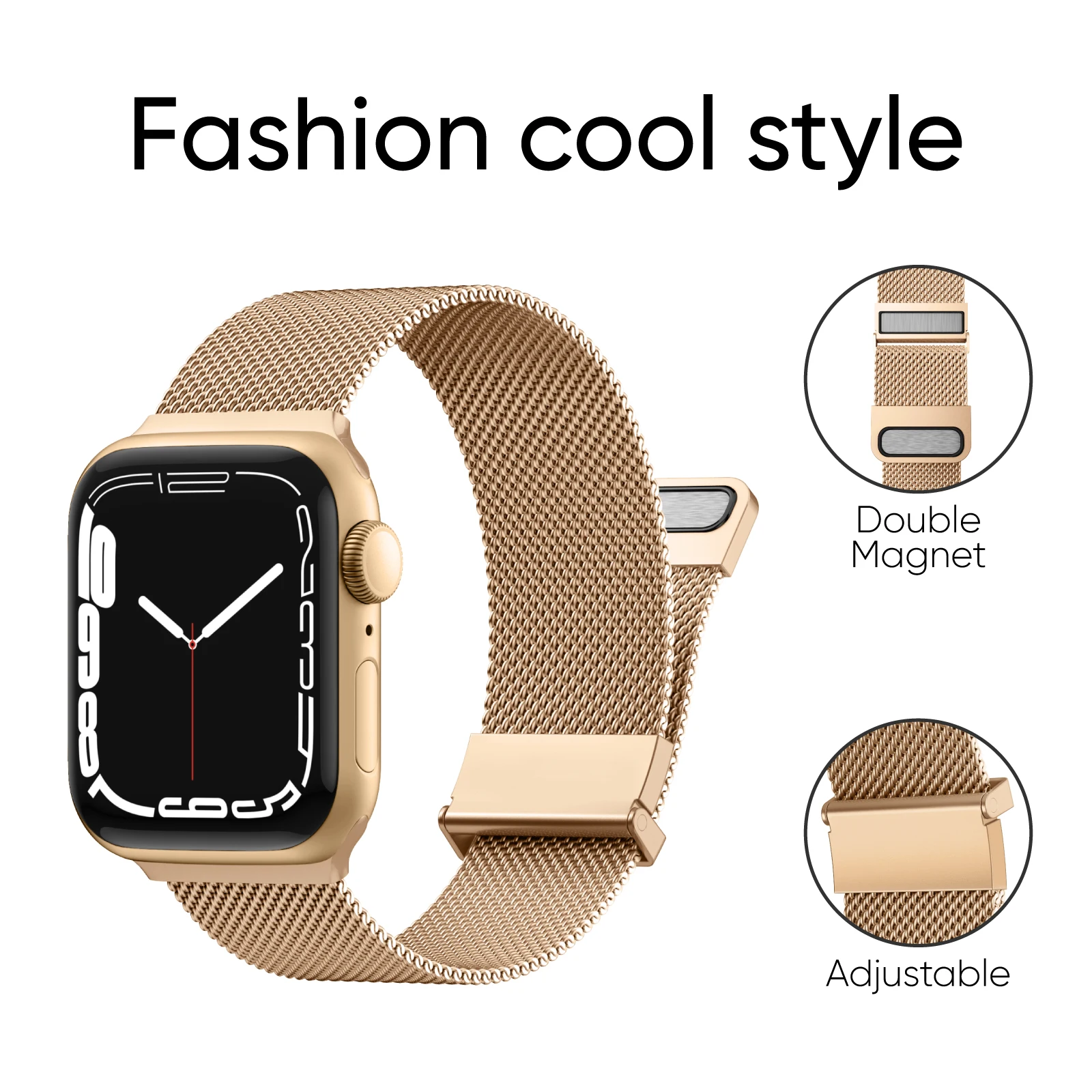 A-M004 Improved Two-Segmental Milanese Magnetic Band Wrist Band Watch Series 8 7 6 Strap Watch Band for Apple