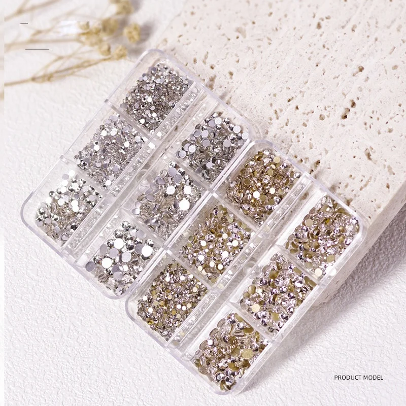 
6 Grid Shinning Glass Crystal Dimond Box Package nail rhinestone boxes Nail Art Rhinestones Supplies For Nail art 
