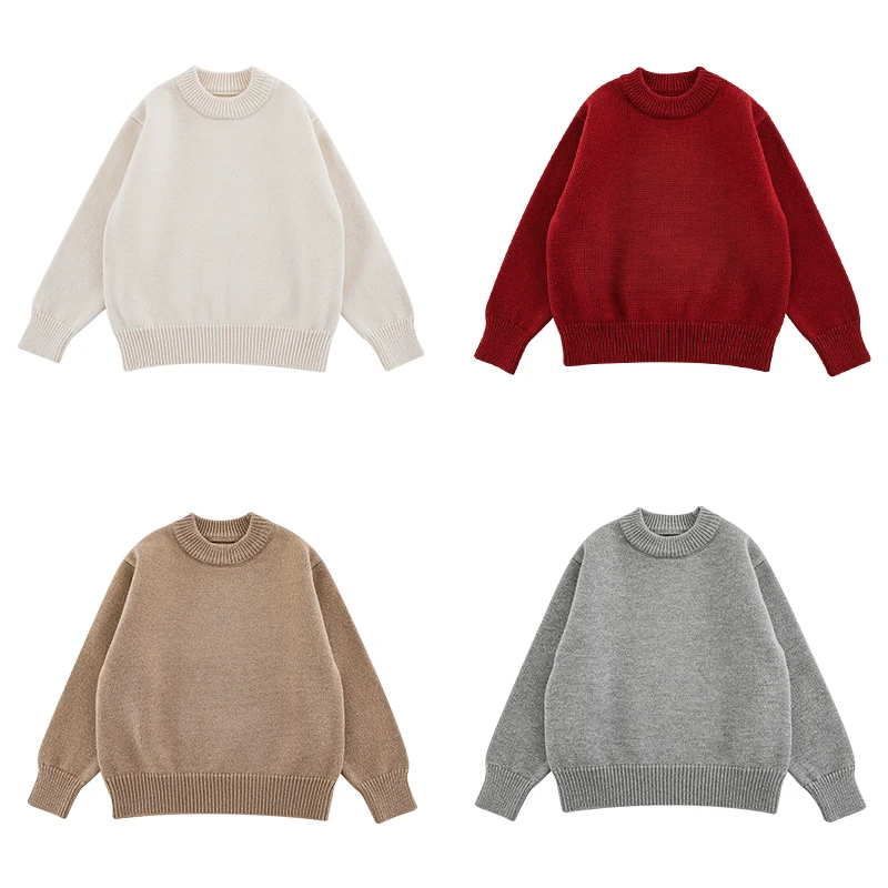 YOEHYAUL GN3539 Winter Thick Plain Toddler Knitted Sweater for Boy Wholesale Kids Sweater Knitwear Pullover Child