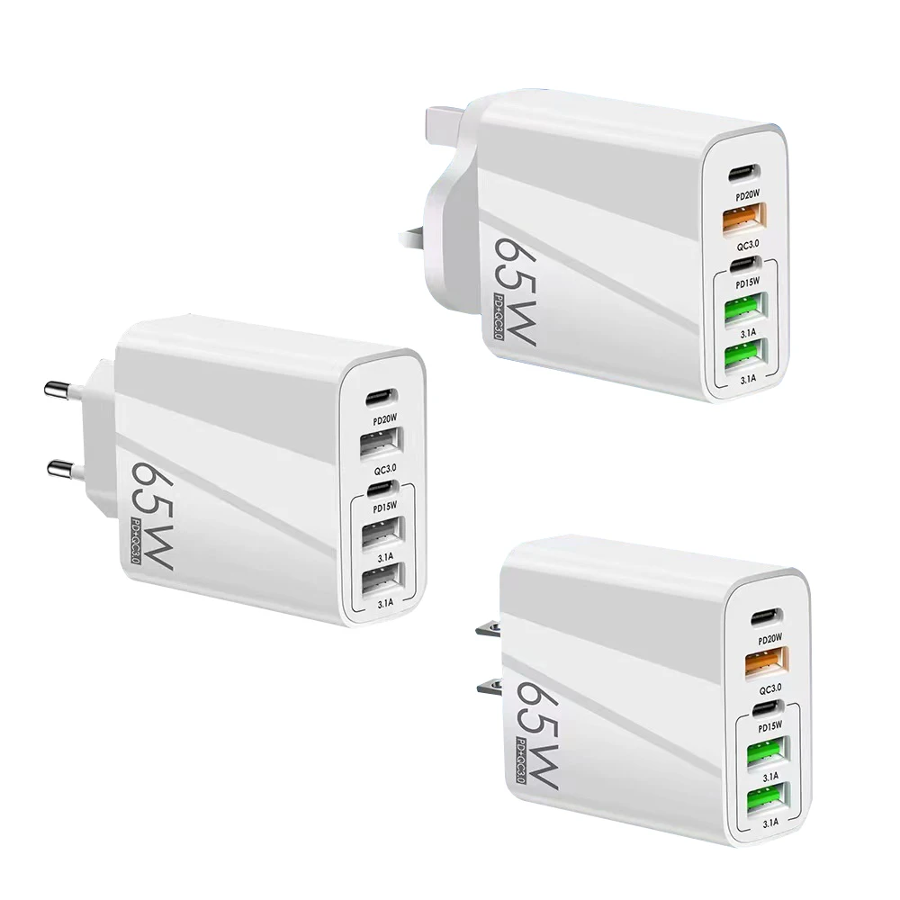 Быстрое зарядное устройство 65 Вт ЕС Великобритания 2 type-c 3 порта USB адаптер с несколькими выходами настенное для мобильного телефона macbook