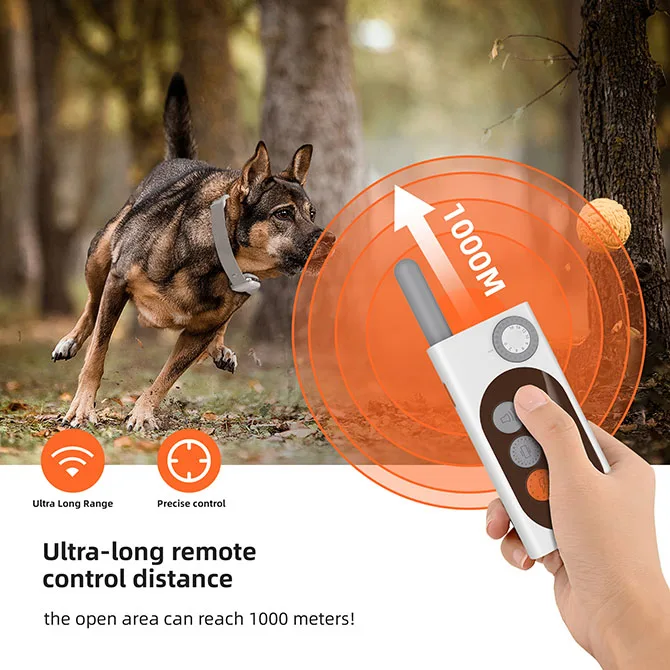 Command Recording Rechargeable 3 Modes Electric Shock Dog Training Collar  Waterproof 1000m Remote Control Dog Collar