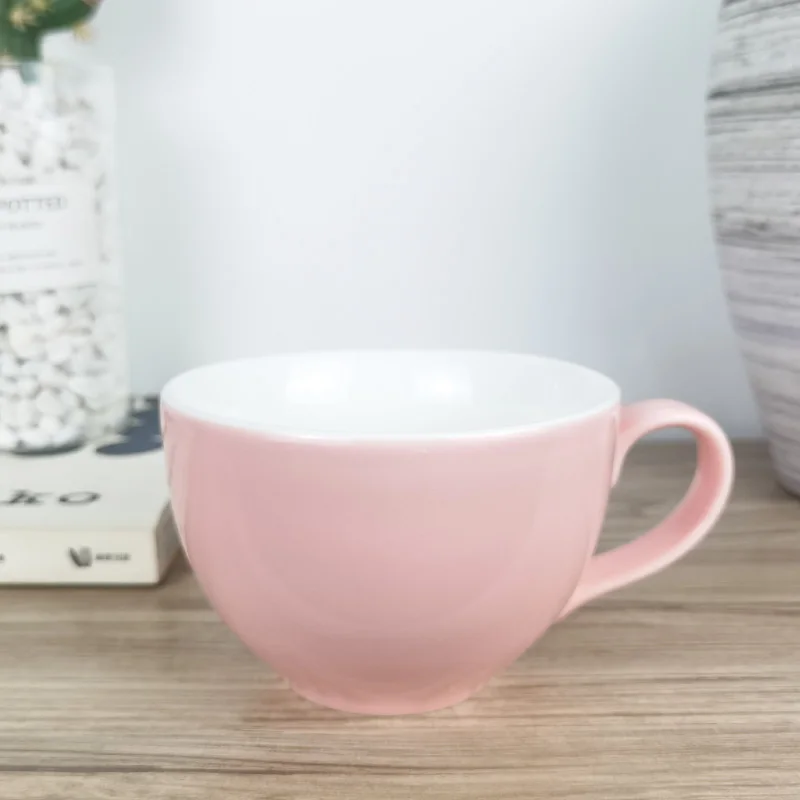 Wholesale new bone china breakfast cups ceramic pink coffee milk mugs for home, cafe