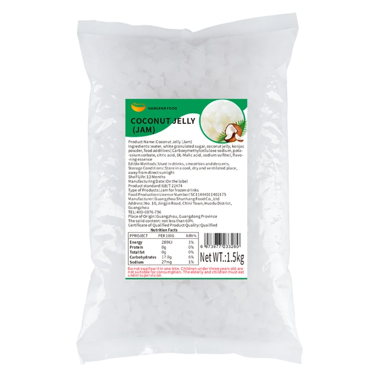 Hot Selling Bubble Tea Ingredients Raw Diced Natural Coconut Jelly Pudding Milk Tea