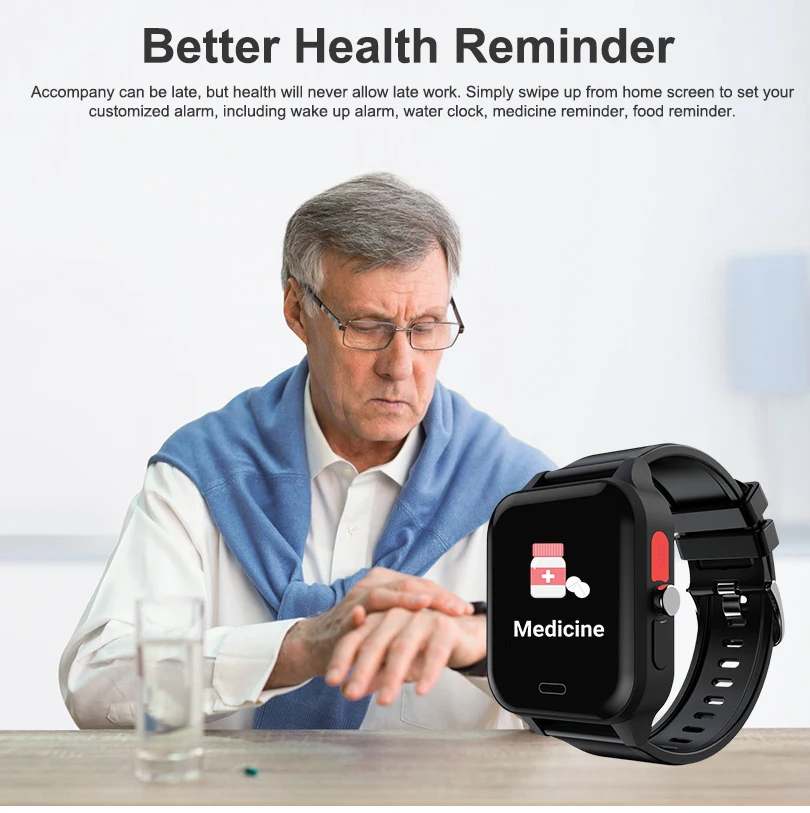 J-Style 2032 Elderly Smart Watch Bluetooth 4G Health Monitor SOS Button With 4G ECG PPG HRV Body Temperature SpO2