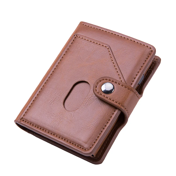 Wholesale Pop Up RFID Wallet pocket Card Case automatic aluminium anti thief Credit Card Holder Wallet with card slot