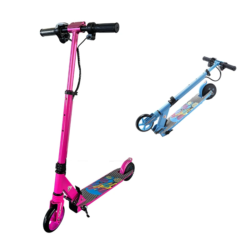 Good price portable flash double wheel folding kick scooter for children