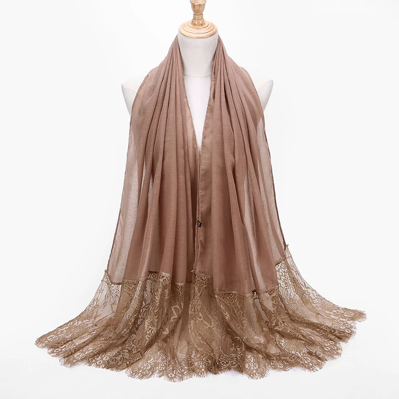 MXCHAN SJH2176 Hot sale feather lace hijabs cotton hijab lace scarf hijab