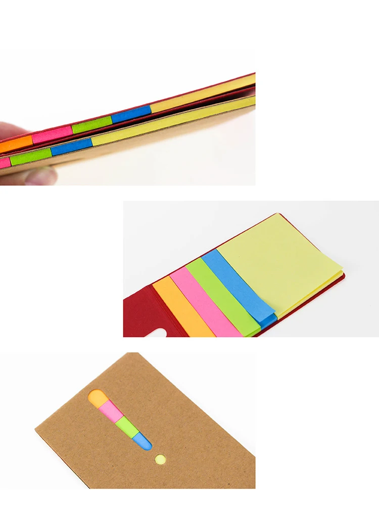 10.5 x 7cm Mini Pocket Custom Logo Printed Promotional Eco Friendly Recycled Kraft Paper Cover Sticky Notes