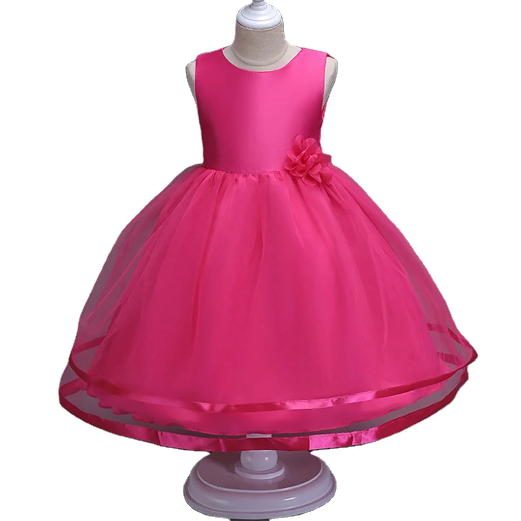 Baby lace party frock big bow princess wedding ball gown design kid birthday embroidery toddler girl tutu dress