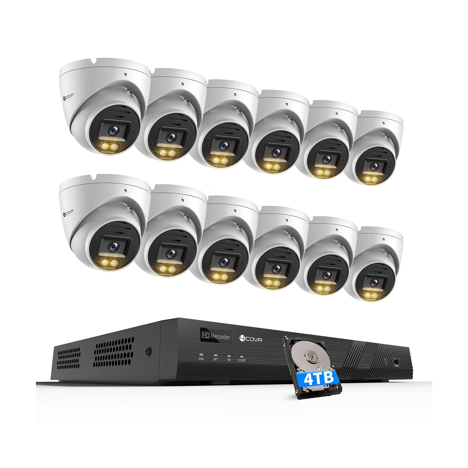 4K 16CH PoE NVR 4TB HDD 12X 5MP IP камера Встроенная 16-канальная наружная цветная система видеонаблюдения ночного видения
