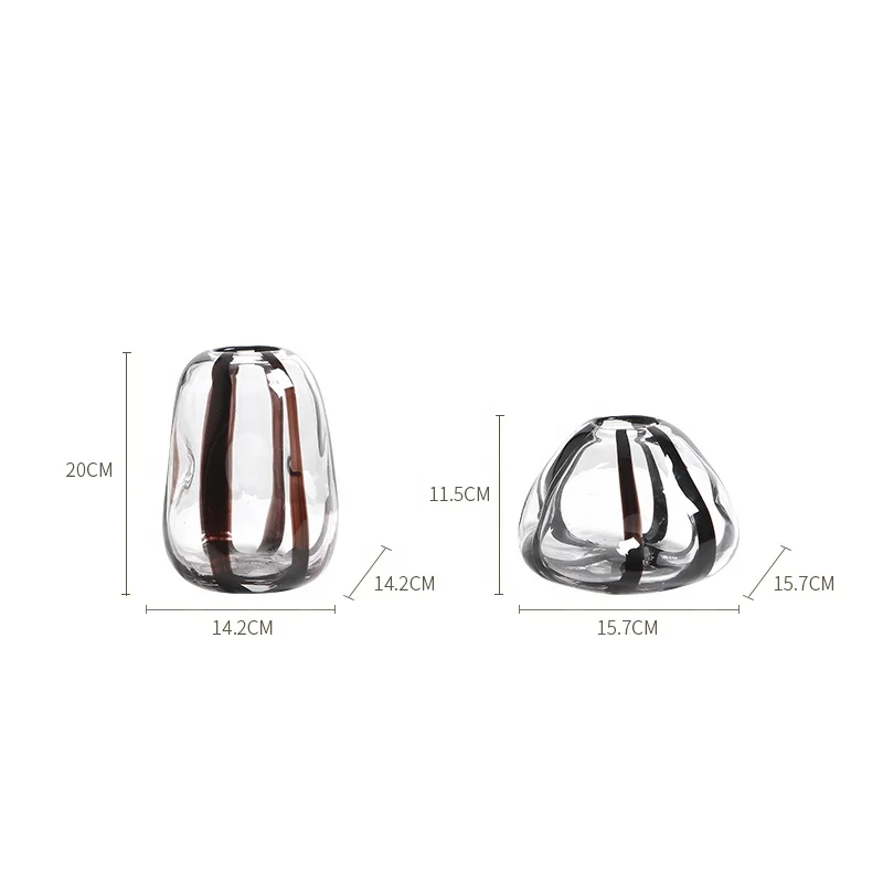 Flolenco Hand-made Glass Flower Vase Nordic Home Decoration Tabletop Vase Glass Luxury Vase