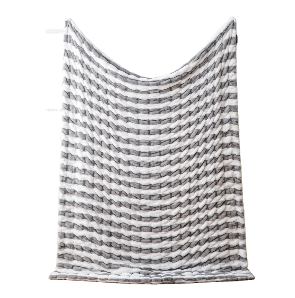 OEKO-Tex Сертифицированный большой размер роскошный из микрофибры полиэстер серый и белый волнистый тисненый плюшевый искусственный мех кролика Одеяло