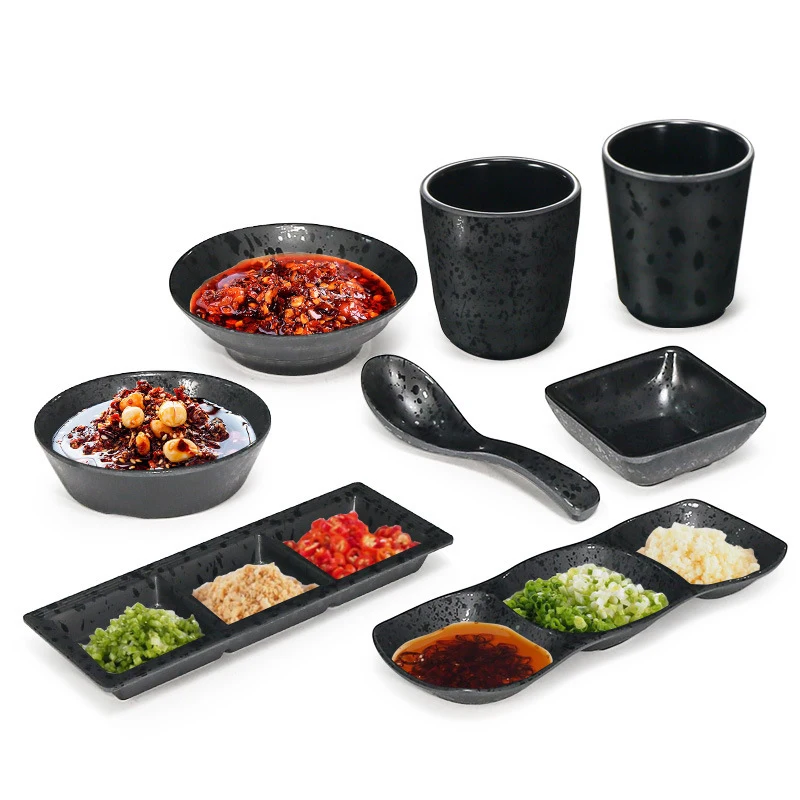 A5 melamine black spray point creative tableware Japanese and Korean hotpot restaurant cafeteria Dish Set