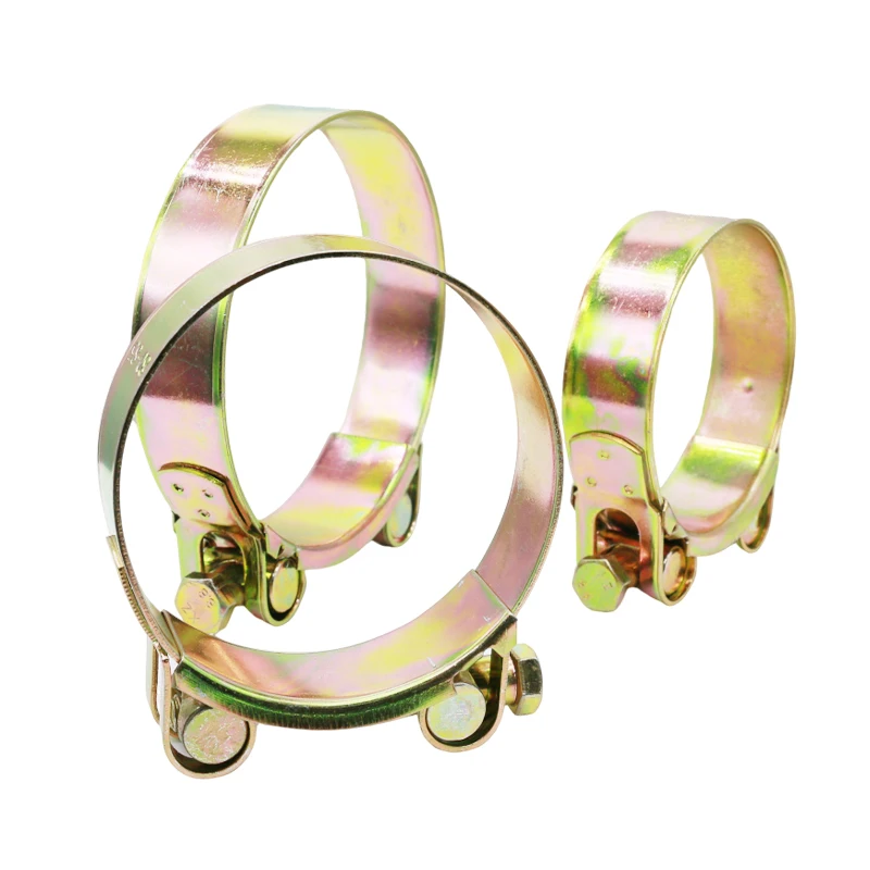Yellow Galvanized Iron Heavy Duty Hose Clamp Single Bolt European Style Hose Clamp