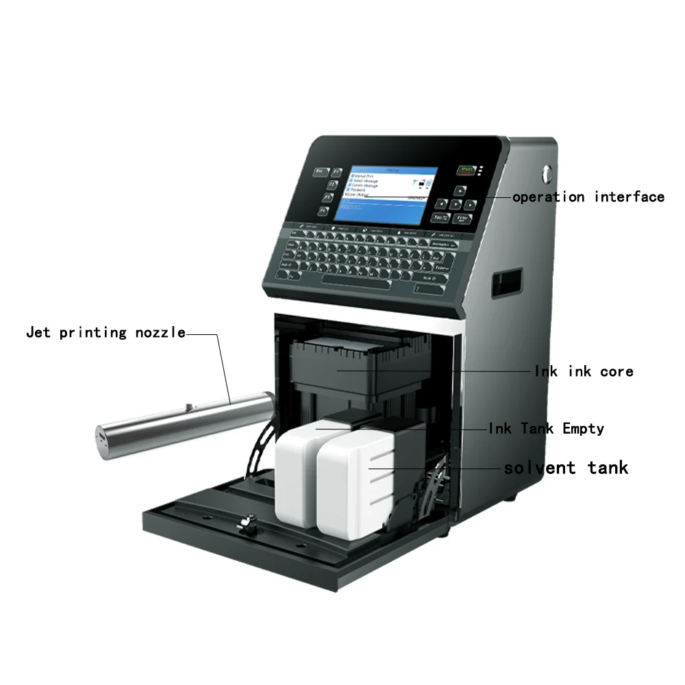 Production Line Inkjet Coding Printing Machine for Tin Can Pack Bag Pouch Paper Plastic Inkjet Printer