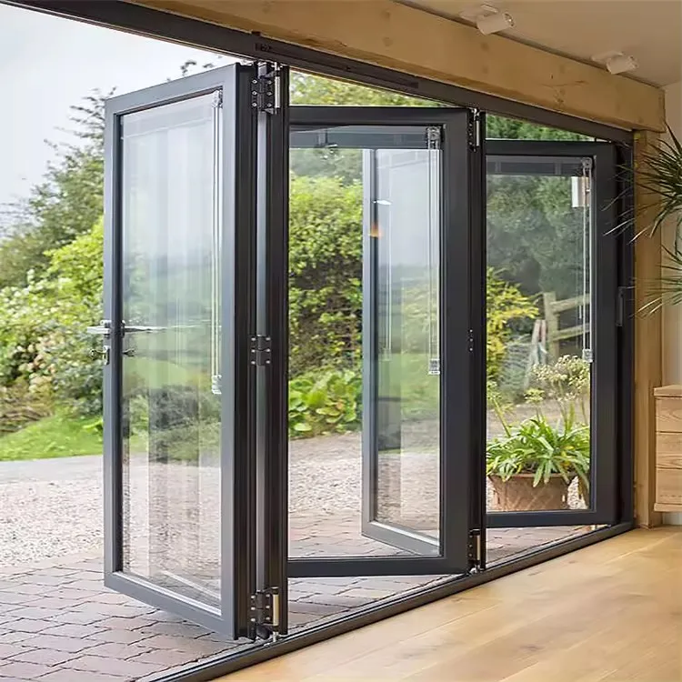 Customized sliding glass door accordion windows double glazed folding door modern interior stacking fold doors