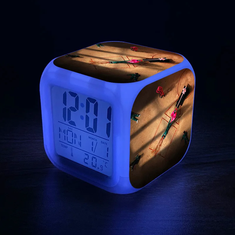 Yzora korean TV squid game colorful magic led square cube night light table digital alarm clock creative