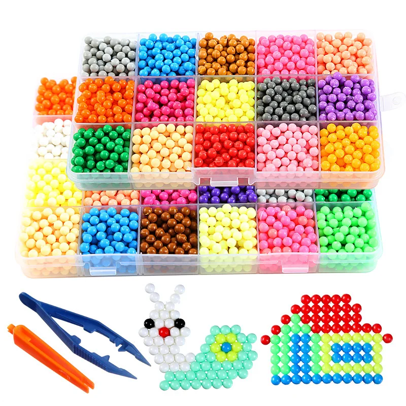 Water Fuse Beads Kit 10 Colors 1000 Beads Creative Refill Set Magic Water Sticky Beads DIY Art Crafts Toys for Kids Beginners