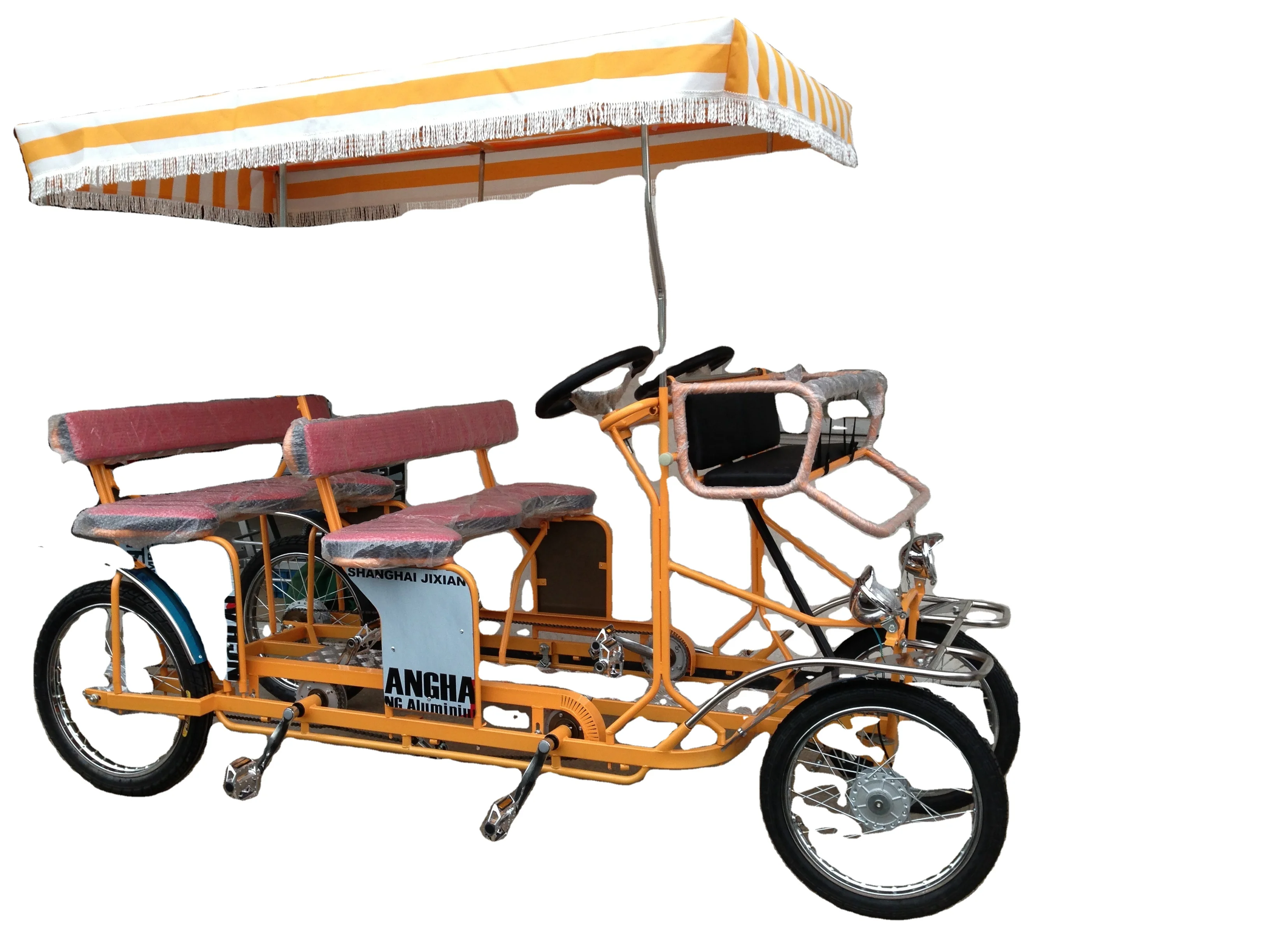 4seater   SURREY BIKE WITH LED LIGHT AND FRONT BABY SEAT surrey  QUADRICYCLE