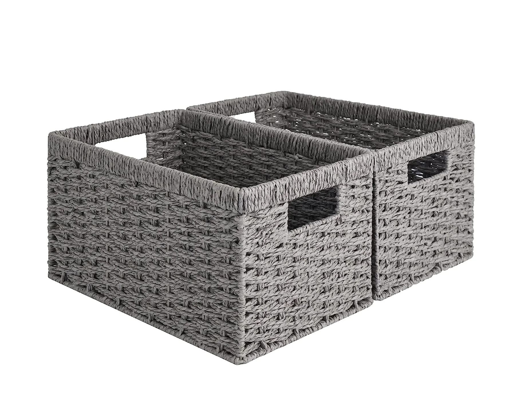 Jy Wicker Baskets With Built-in Handles Iron Frame Basket Storage Paper Rope Storage Pull Out Storage Basket