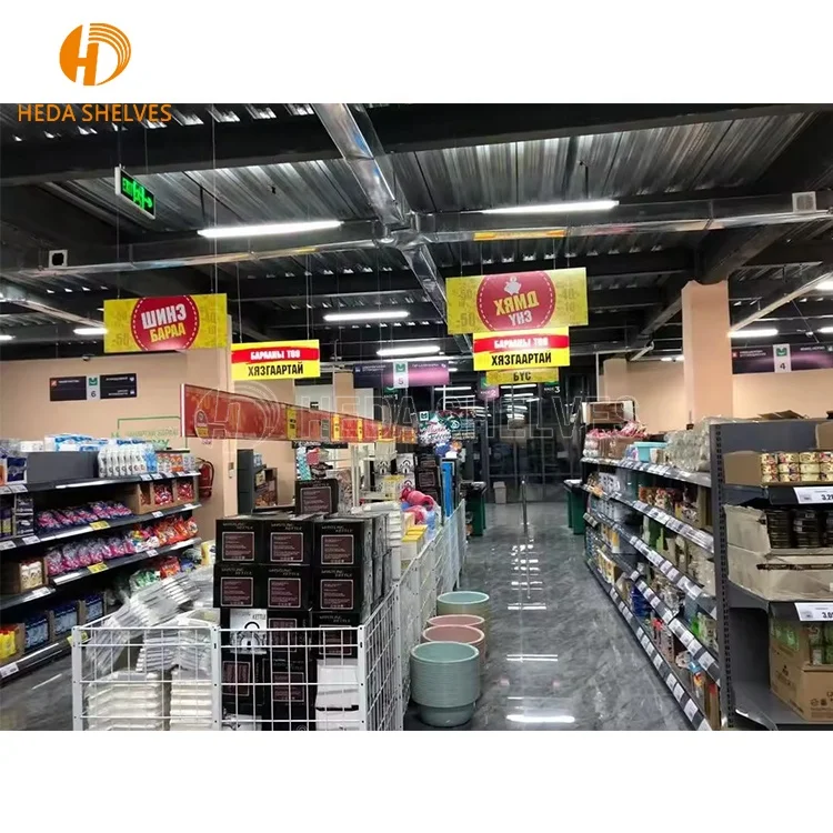 Custom Heavy Duty Iron Metal Retail Shelf Display Supermarket Gondola Shelving Rack shelves for retail store price