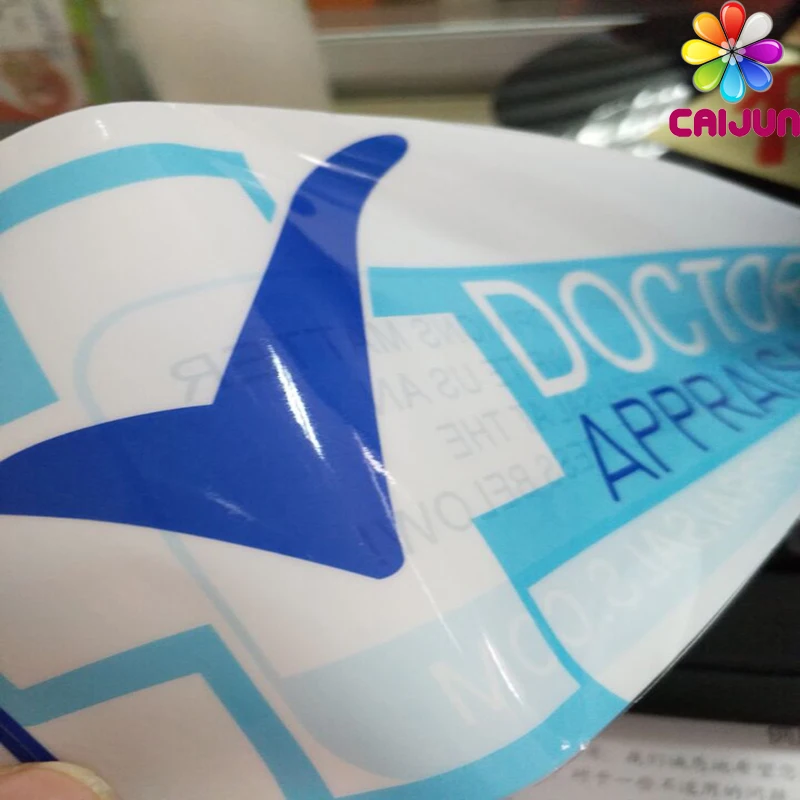 Plastic water bottle bucket  glass bottle double sides printed die cut  sticker