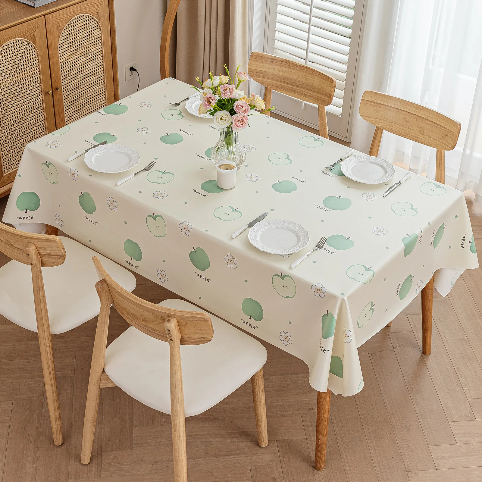 Small fresh tablecloth waterproof oil-proof wash-free rectangular tablecloth dust table cloth tea table mat