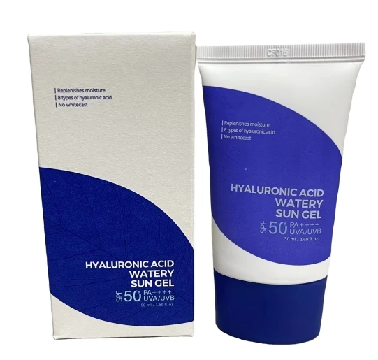 Hyaluronic Acid Watery Sun Gel 50mL SPF50+ PA++++ Vegan Vegan Cream for Face Korea Cosmetic Wholesale