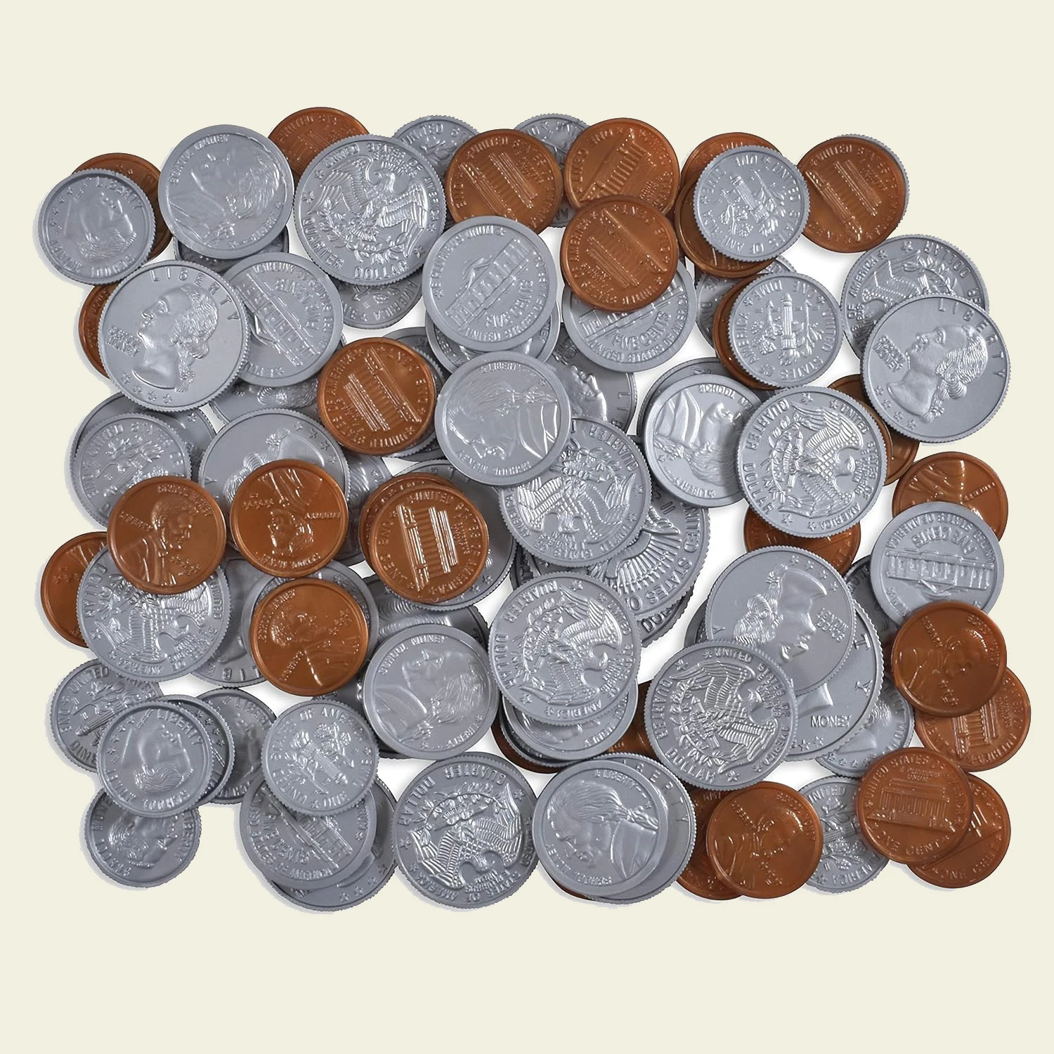 education plated silver plastic nickels quarters dimes American half dollar cent coin plastic coin kids silver plastic token