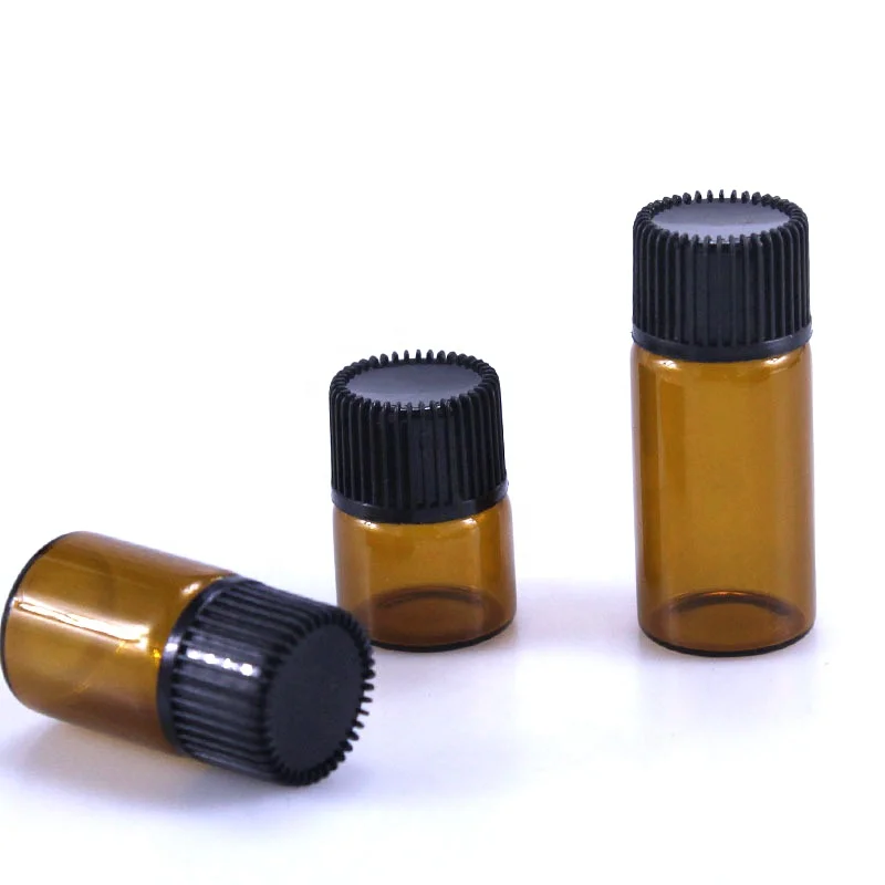 Sample essential oil test bottle 1ml 2ml 3ml 5ml trial set amber glass vial with plug